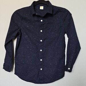 Crazy 8 Navy Blue White Speckled Button Up Long Sleeve Medium 7/8